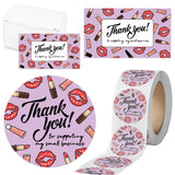 Modern 5th - 500PCS Thank You for Supporting My Small Business Cards and Stickers Set, Lip and Lip gloss Pattern (3.5x2 inches 100pcs Cards and 1.5