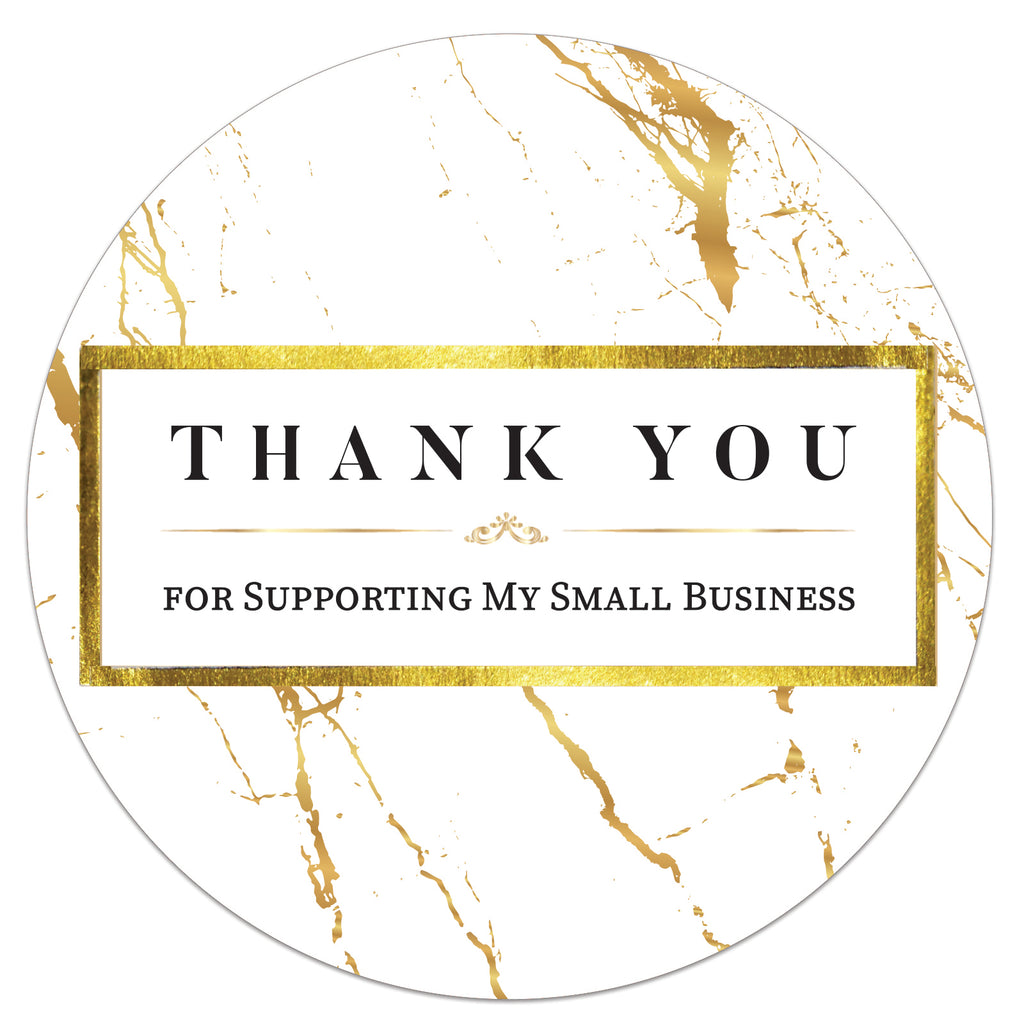 Modern 5th - Thank You for Supporting My Small Business Sticker Labels, Marble with Gold Foil (1.5" Round - 400 Label Per Roll), Perfect for Online, Retail Store, Handmade Goods, Bakery and More