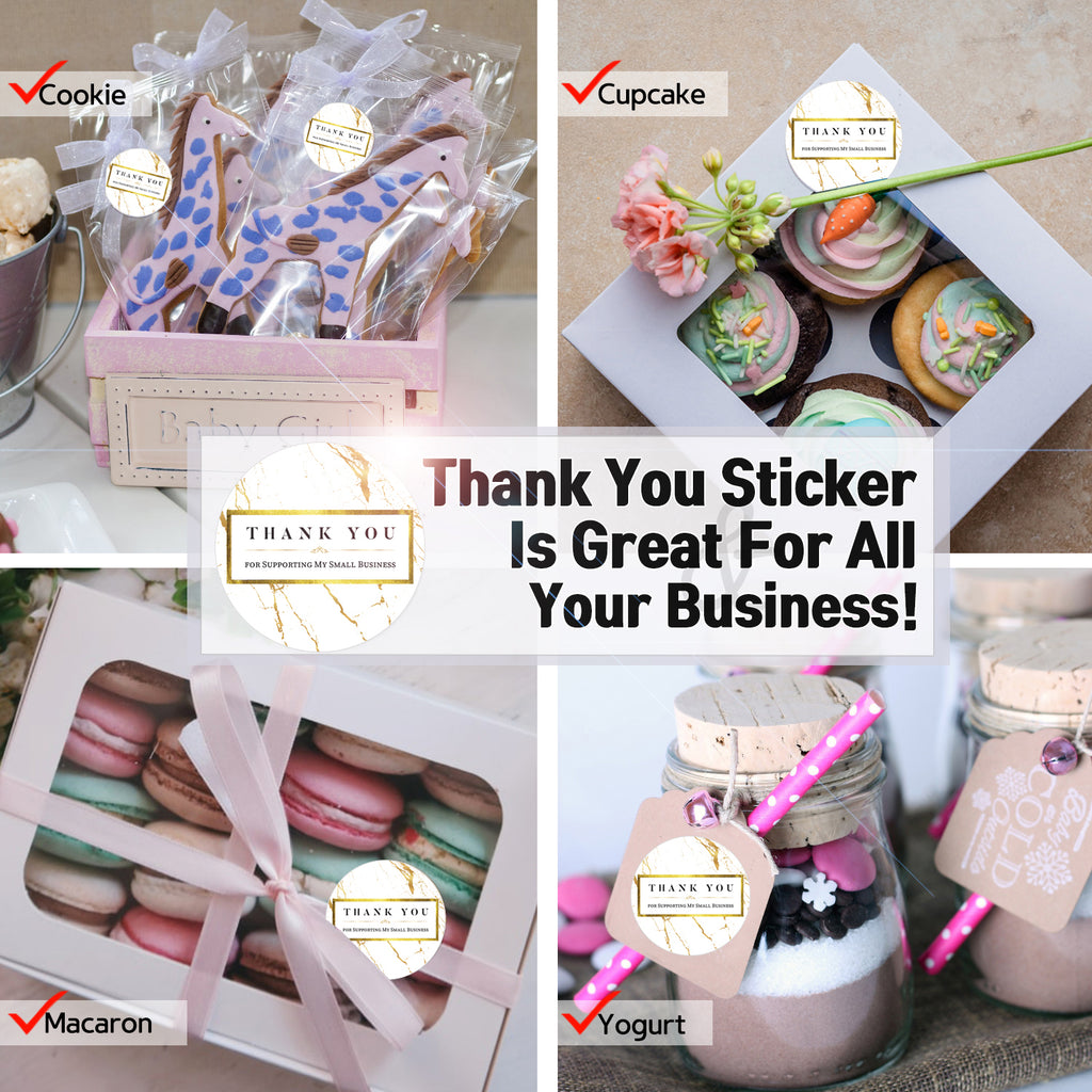Modern 5th - Thank You for Supporting My Small Business Sticker Labels, Marble with Gold Foil (1.5" Round - 400 Label Per Roll), Perfect for Online, Retail Store, Handmade Goods, Bakery and More