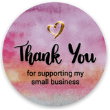 Modern 5th - Thank You for Supporting My Small Business Sticker Labels, Watercolor with Golden Heart (1.5