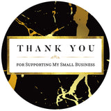Modern 5th - Thank You for Supporting My Small Business Sticker Labels, Black Marble with Gold Foil (1.5