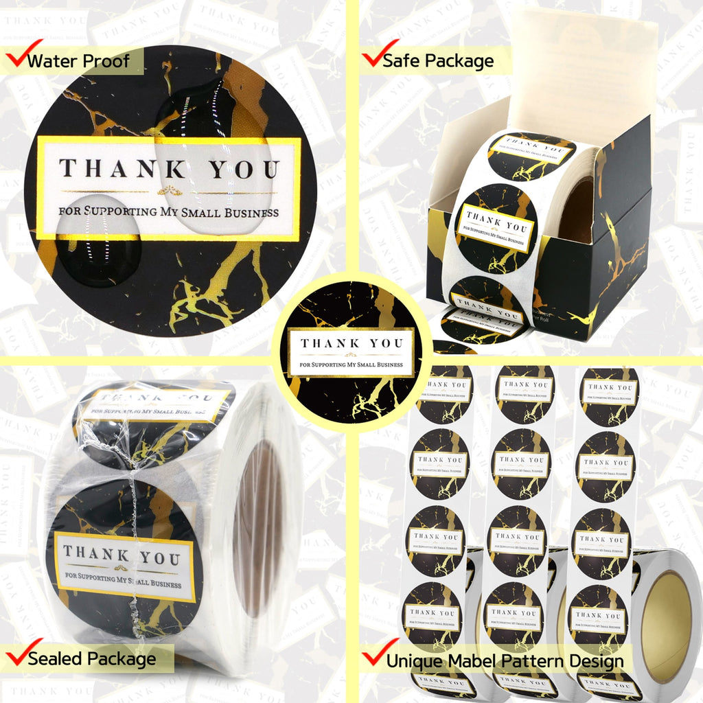 Dropship 500 Pcs Black Thank You Stickers Golden Flowers Business Labels  Cake Baking Seals Gift Decorative Stickers Labels, 1 Roll to Sell Online at  a Lower Price