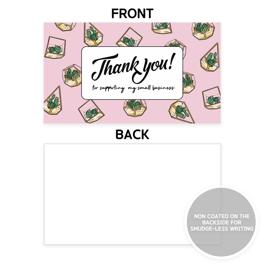 Modern 5th - Thank You for Supporting My Small Business Cards, Cactus Pattern (3.5 x 2 Inches - 100 Business Card Sized) for Online, Retail Store, Handmade Goods, Customer Package Inserts and More