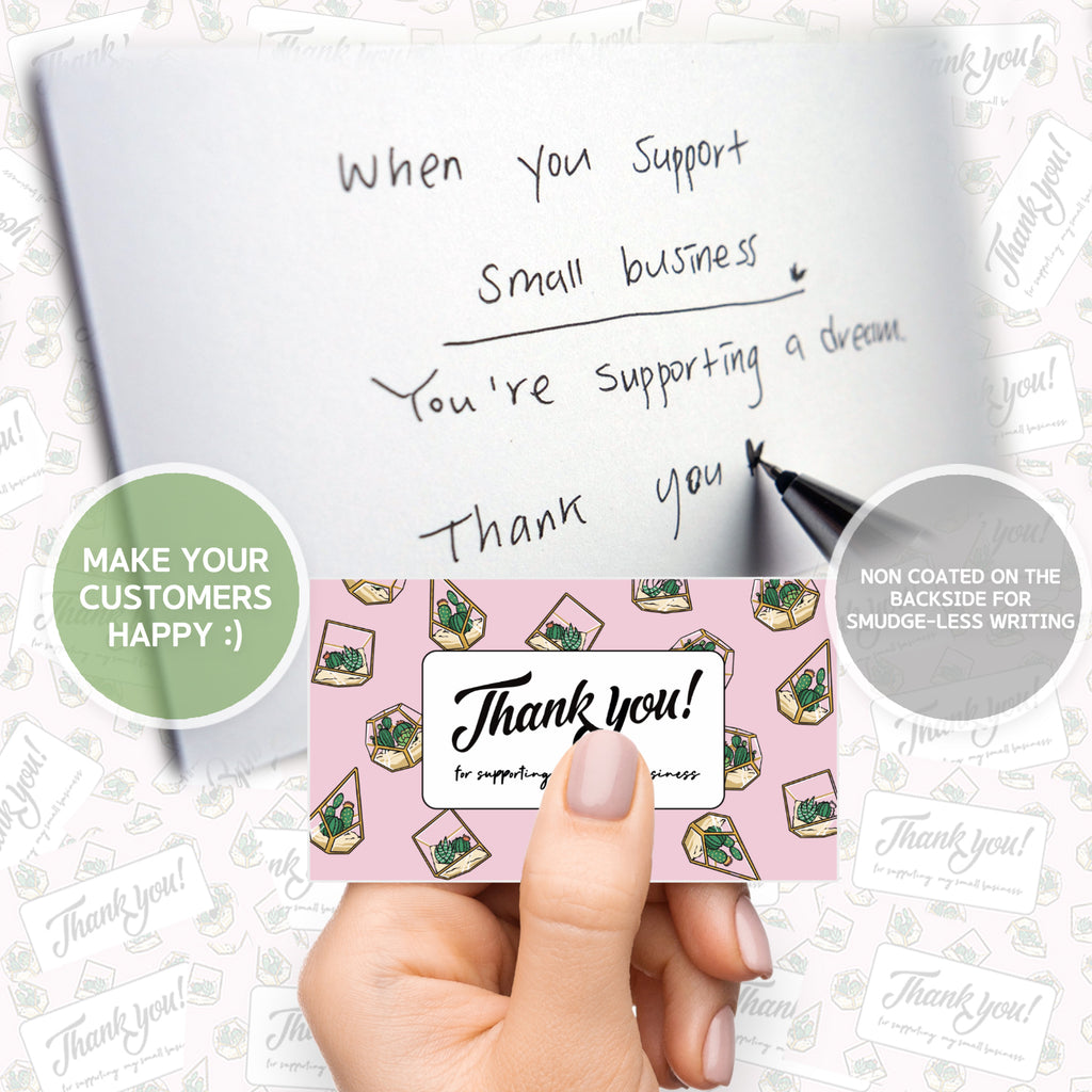 Modern 5th - Thank You for Supporting My Small Business Cards, Cactus Pattern (3.5 x 2 Inches - 100 Business Card Sized) for Online, Retail Store, Handmade Goods, Customer Package Inserts and More