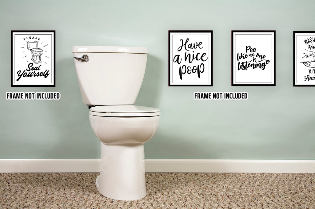 Modern 5th - Funny Bathroom Signs (Set of 4 Unframed - 8 x 10 Inches)