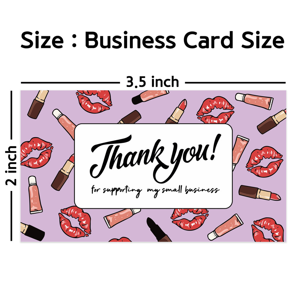 Modern 5th - Thank You for Supporting My Small Business Cards, Lip and Lip Gloss Pattern (3.5 x 2 Inches - 100 Business Card Sized) for Online, Retail Store, Handmade Goods, Package Inserts and More…