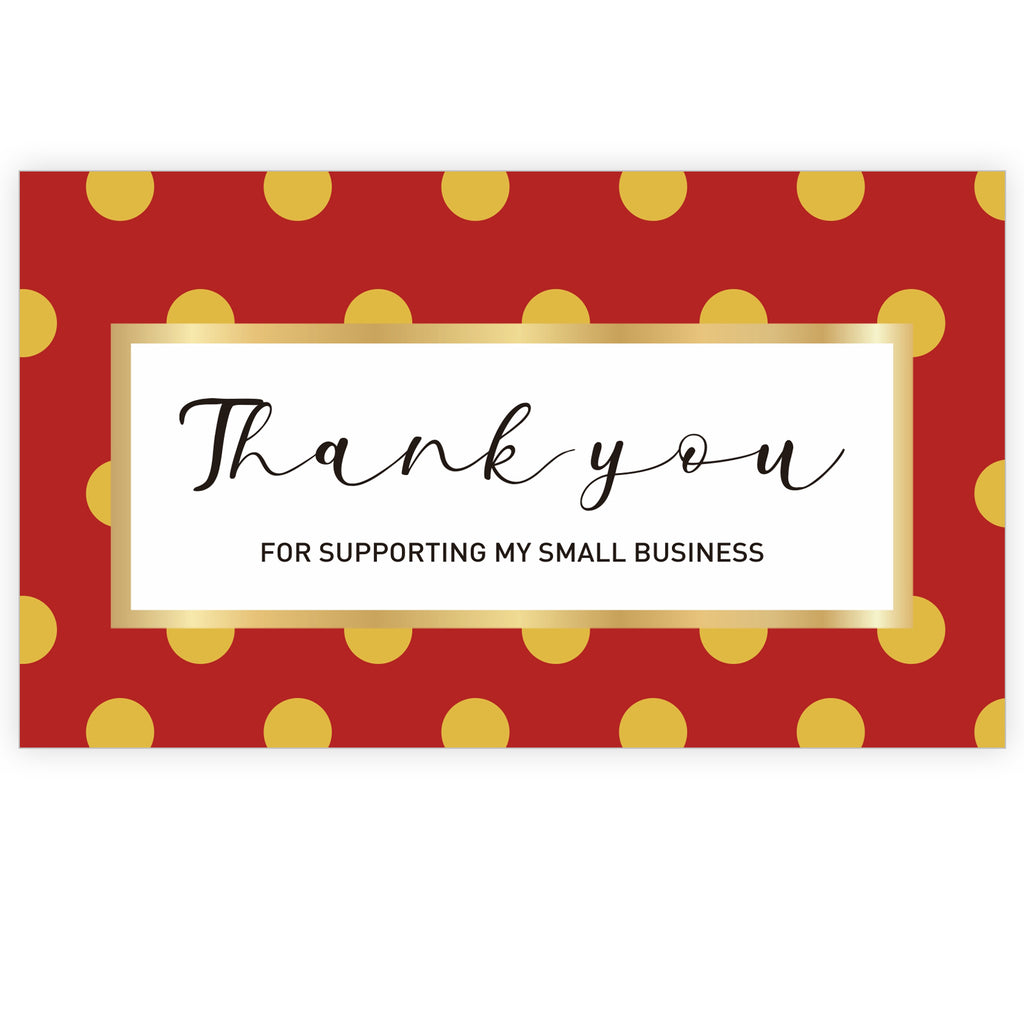 Modern 5th - Thank You for Supporting My Small Business Cards, Red Polka Dot Design (3.5 x 2 Inches - 100 Business Card Sized) for Online, Retail Store, Handmade Goods, Package Inserts and More