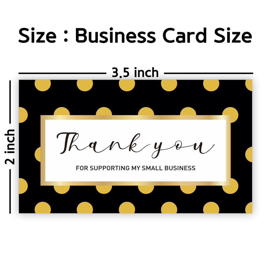 Modern 5th - Thank You for Supporting My Small Business Cards, Black Polka Dot Design (3.5 x 2 Inches - 100 Business Card Sized) for Online, Retail Store, Handmade Goods, Package Inserts and More