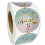 Modern 5th - Thank You Sticker Labels, Watercolor with Golden Heart (1.5
