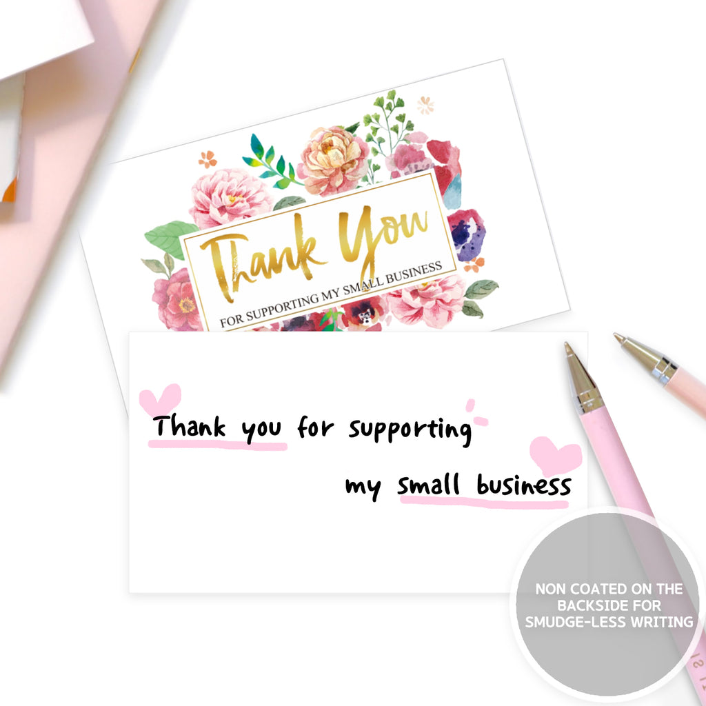 Modern 5th - Thank You for Supporting My Small Business Cards (3.5 x 2 Inches - 100 Business Card Sized) for Online, Retail Store, Handmade Goods, Customer Package Inserts and More
