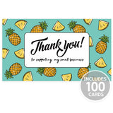 Modern 5th - Thank You for Supporting My Small Business Cards, Pineapple Pattern (3.5 x 2 Inches - 100 Business Card Sized) for Online, Retail Store, Handmade Goods, Customer Package Inserts and More…