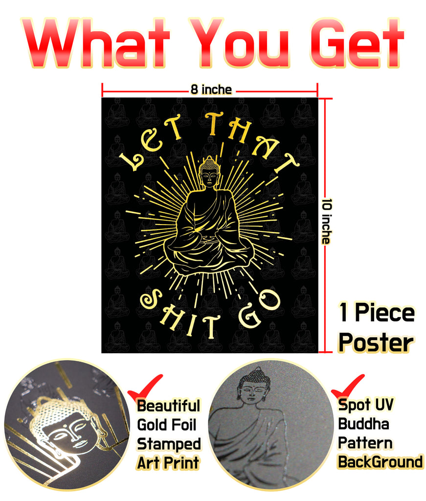 Modern 5th - Let That Shit Go Quotes Aesthetic Room Decor Black Gold Foil Minimalist Print