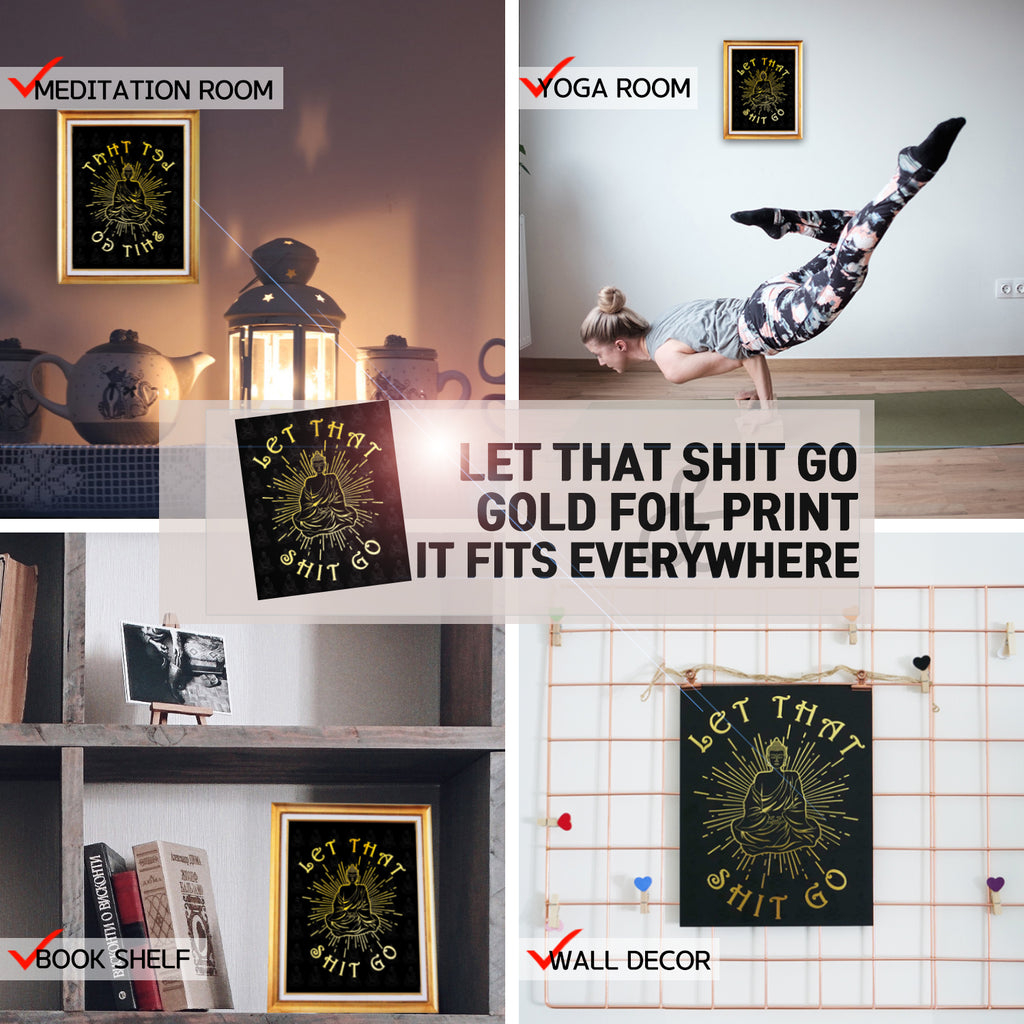 Modern 5Th - Let That Shit Go Quotes Aesthetic Room Decor Black Gold F