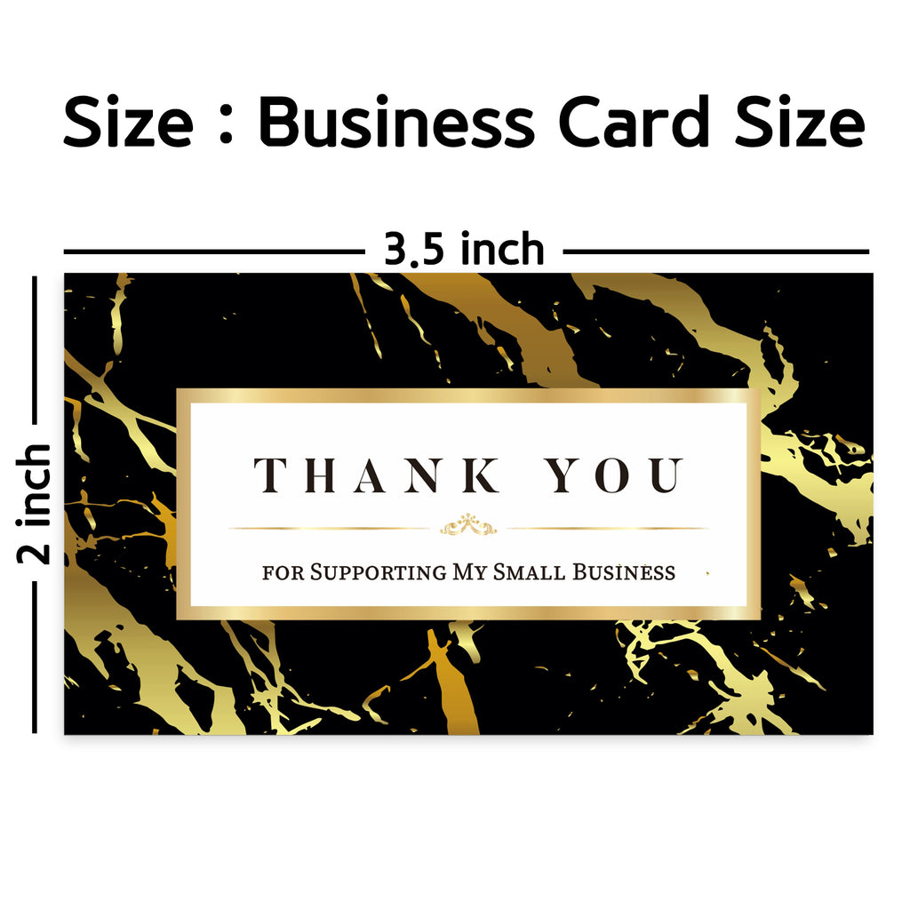 Modern 5th - Thank You for Supporting My Small Business Cards, Black Marble Design (3.5 x 2 Inches - 100 Business Card Sized)for Online, Retail Store, Handmade Goods, Customer Package Inserts and More