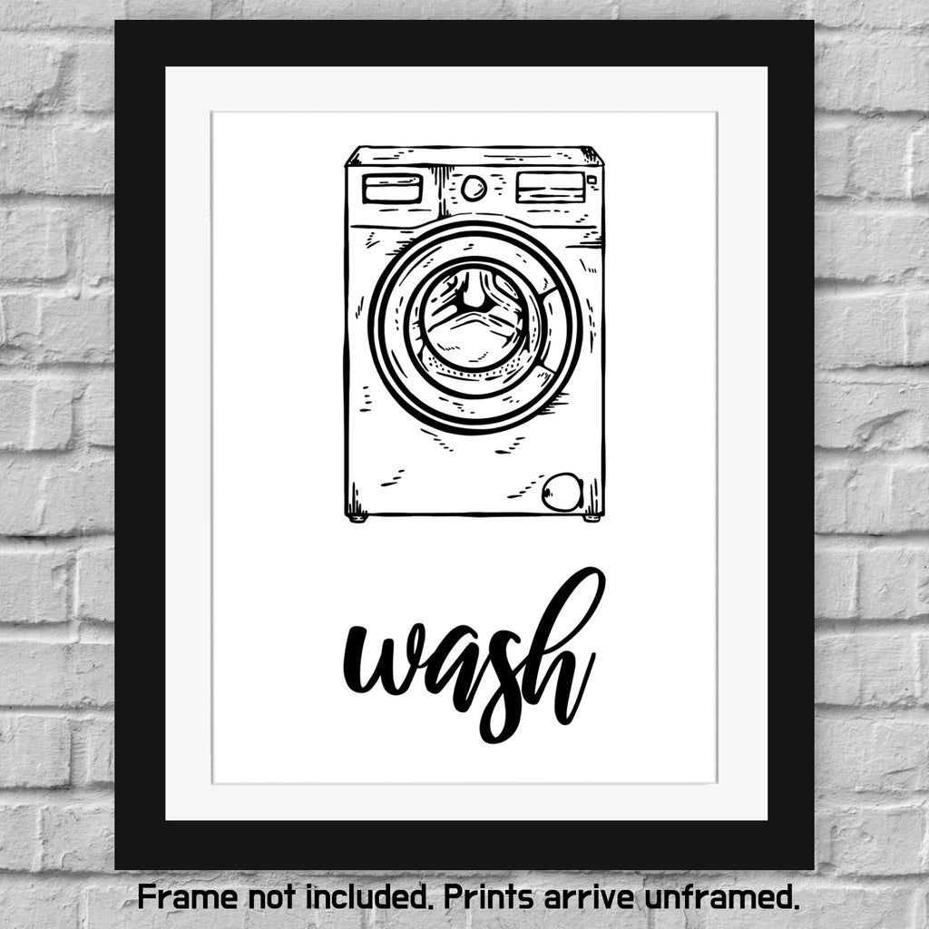 Modern 5th - Laundry Room Signs (Set of 4 Unframed - 8 x 10 Inches), Wash Dry Fold Repeat